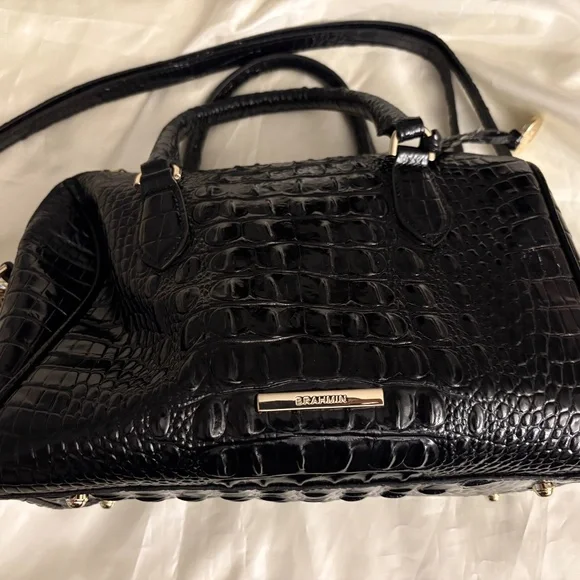 Brahmin Stacy Black Melbourne Embossed Leather Satchel - Picture 6 of 6